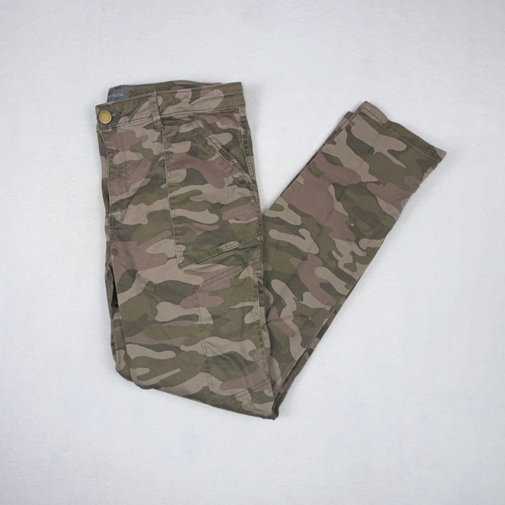 Wit & Wisdom Camo Utility Cargo Pants Green Brown Slim Fit Women Size 14